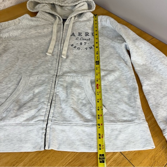 Aeropostale Jacket Womens Sz L Hooded Full Zip Gray Pockets Drawstring Aero - Picture 7 of 10